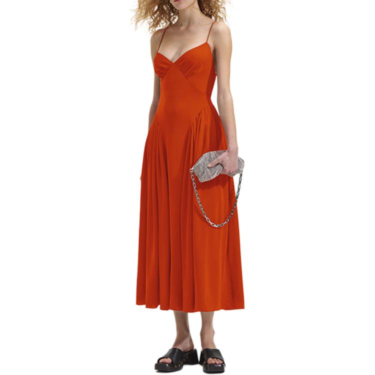(Women) Self-Portrait  Sleeveless Midi Dress in Solid Bright Orange. SWF352Y22500 圖 3