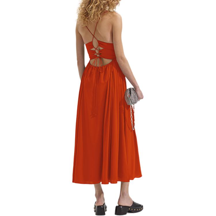 (Women) Self-Portrait  Sleeveless Midi Dress in Solid Bright Orange. SWF352Y22500 圖 4