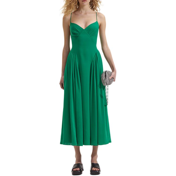 (Women) Self-Portrait  Sleeveless Midi Slip Dress in Solid Light Green. SWF352Y26300 圖 3
