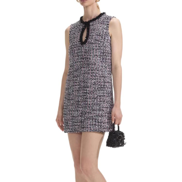 (Women) Self-Portrait  Sleeveless Mini Dress Black Check Tweed Style SWF353Y06200 圖 3