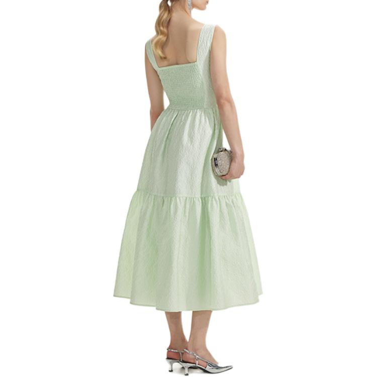 (Women) Self-Portrait  Sleeveless Mint Green Midi Dress V-Neck Waist-Tie SWF353Y01400 圖 4