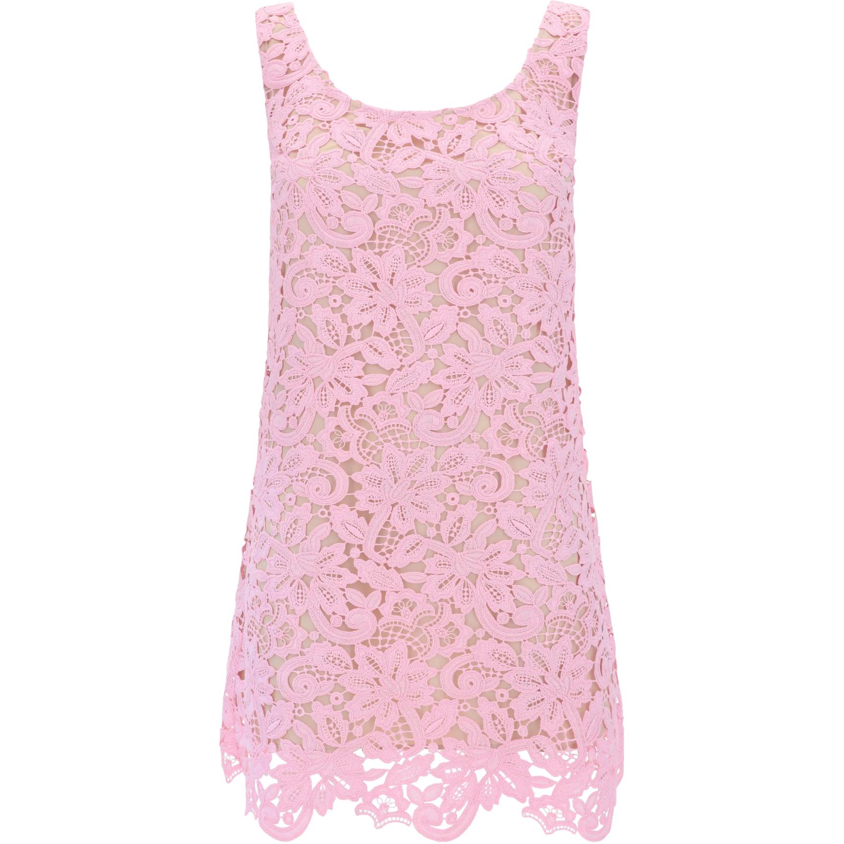 (Women) Self-Portrait  Sleeveless Pink Short Dress with Patterned Round Neck PF24152SPINK 圖 2