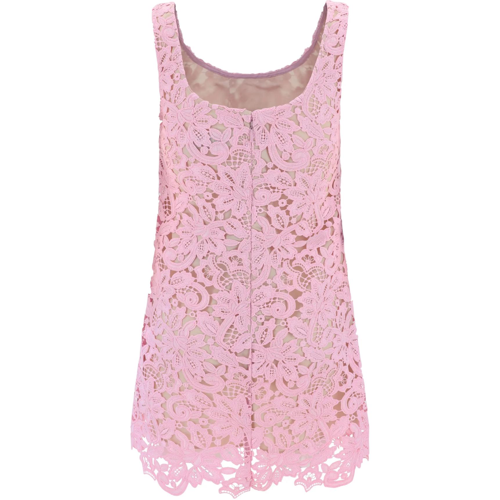 (Women) Self-Portrait  Sleeveless Pink Short Dress with Patterned Round Neck PF24152SPINK 圖 3