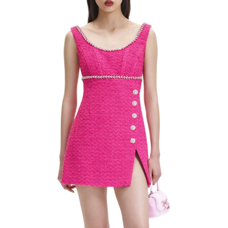 (Women) Self-Portrait  Sleeveless Slim-Fit Dress in Solid Hot Pink. SWF344Y17400 圖 2