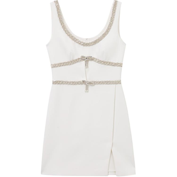 (Women) Self-Portrait  Sleeveless U-Neck Mini Dress - Pure White SWF353Y05500 圖 2
