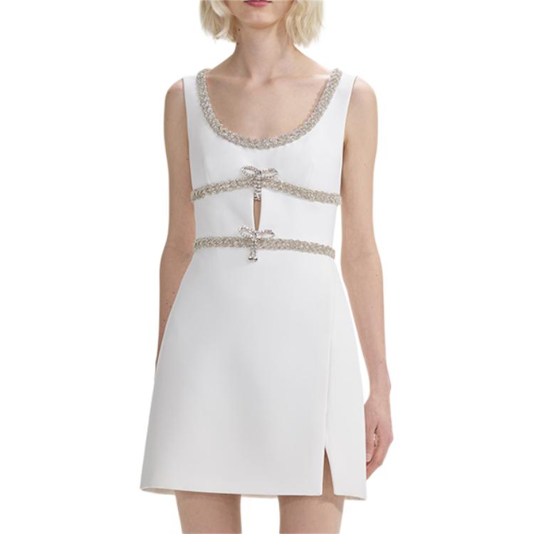 (Women) Self-Portrait  Sleeveless U-Neck Mini Dress - Pure White SWF353Y05500 圖 3