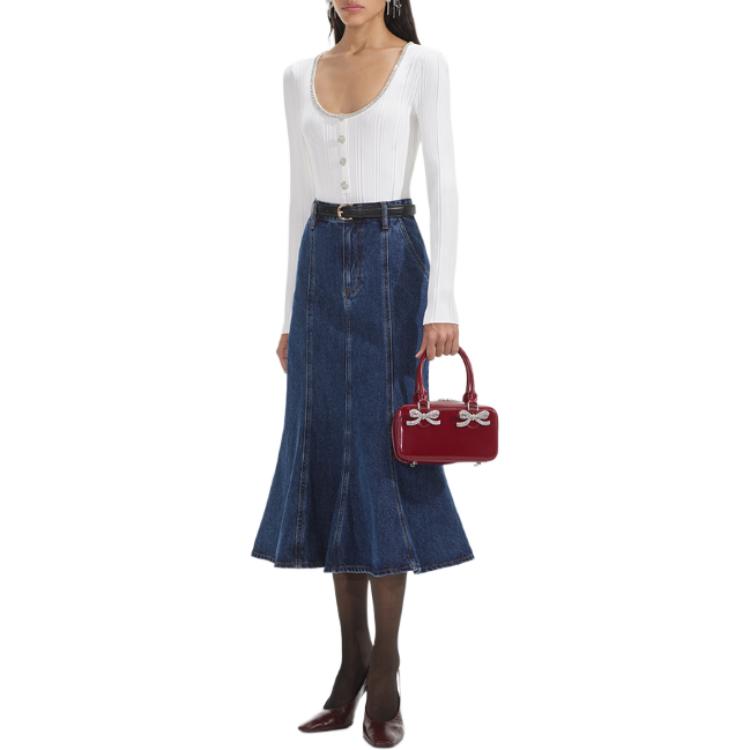 Lookbook (W) Self-Portrait 修身白色針織長袖背心毛衣 SWF354M05500