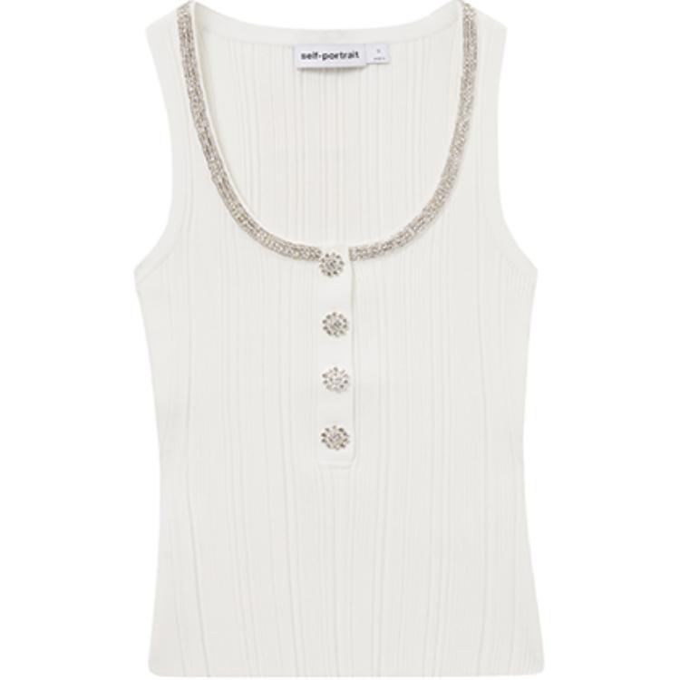 (Women) Self-Portrait  Slim Fit Casual Pullover Cami - Pure White SWF353M01400