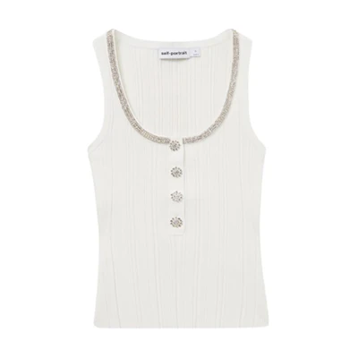 (Women) Self-Portrait Slim Fit Casual Pullover Cami - Pure White SWF353M01400
