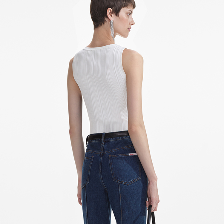 Shop (W) Self-Portrait 修身休閒吊帶背心 - 純白色 SWF353M01400