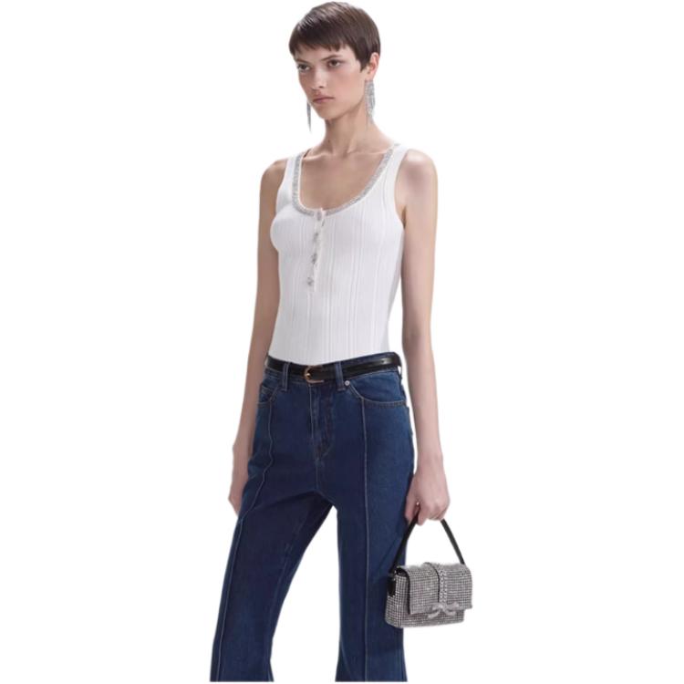 Purchase (W) Self-Portrait 修身休閒吊帶背心 - 純白色 SWF353M01400