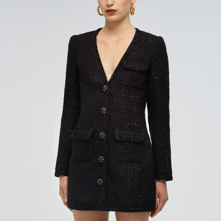 (Women) Self-Portrait  Slim V-Neck A-Line Long Sleeve Dress SWF331Y04800 圖 5