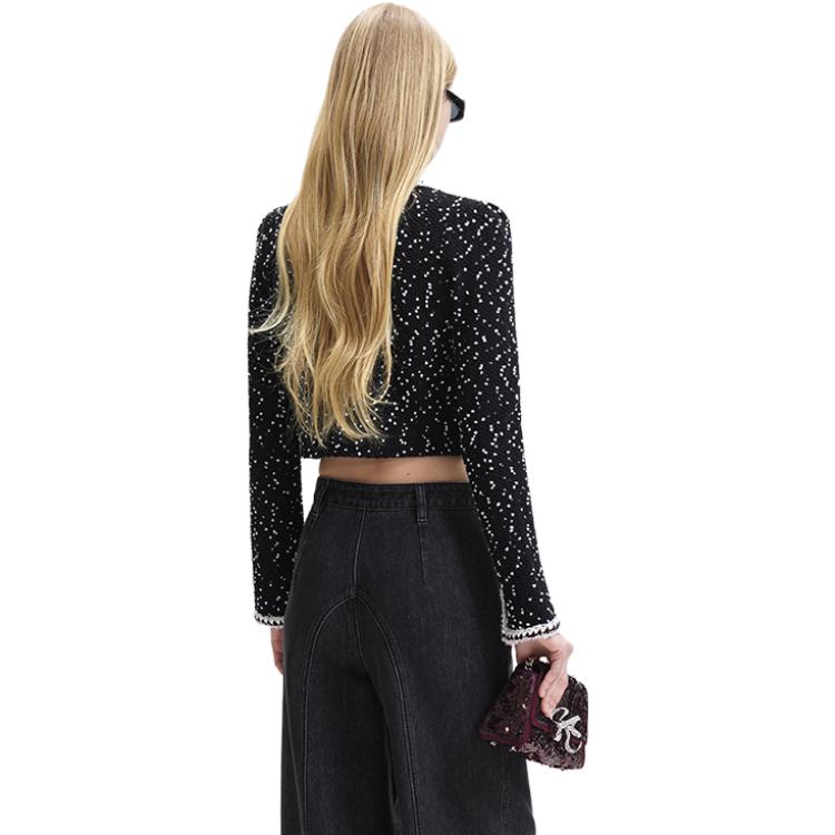 Purchase (W) Self-Portrait Snowflake Pink Knit Fringe Jaket - Warna Campuran Hitam. SWF344M05500