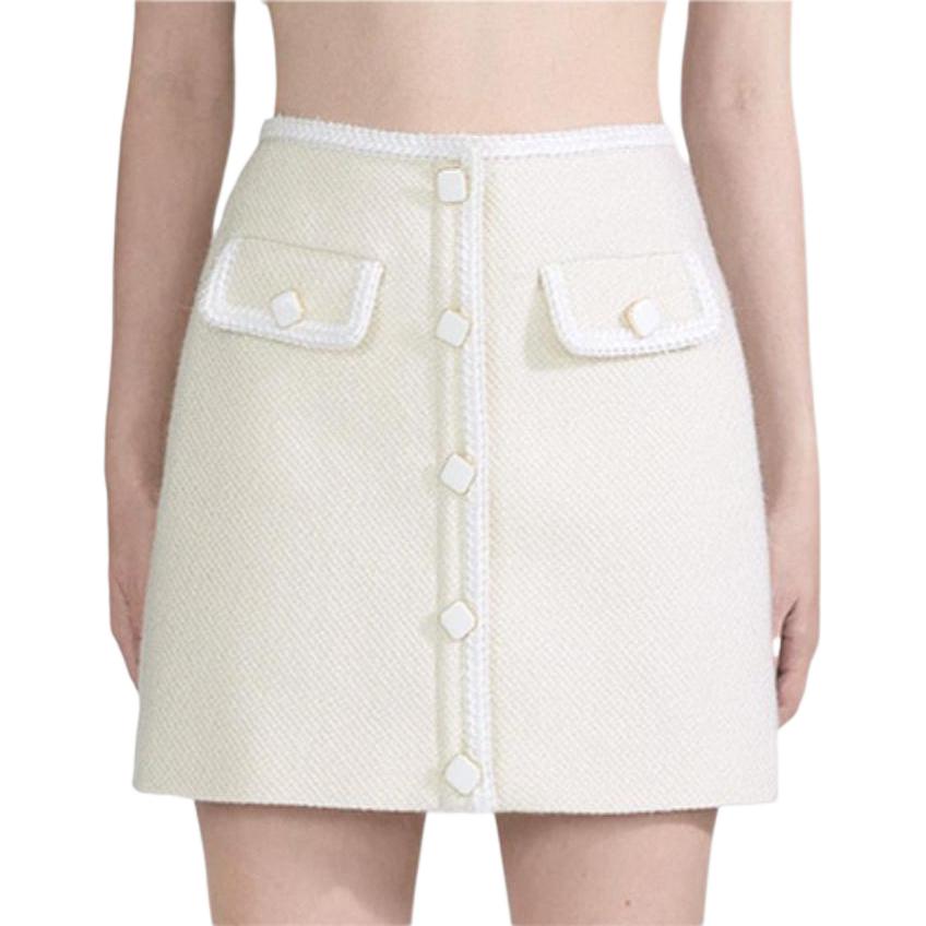 (Women) Self-Portrait  Solid Color Button-Up Casual Mini Skirt. SWF334Q01500