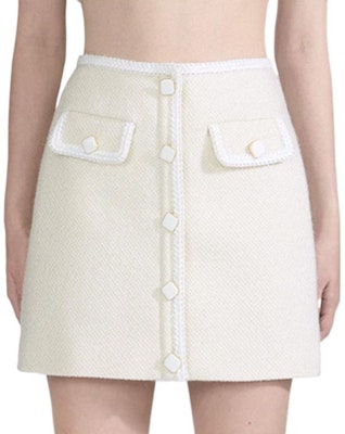 (W) Falda Mini Casual de Color Sólido con Botones de Self-Portrait. SWF334Q01500 Order (W) Falda Mini Casual de Color Sólido con Botones de Self-Portrait. SWF334Q01500