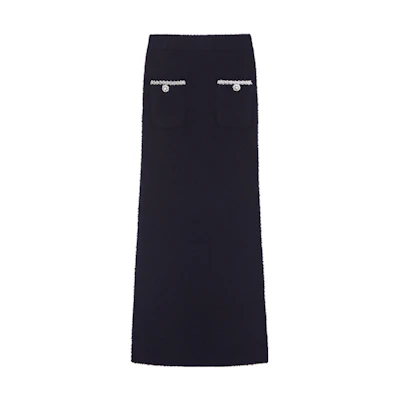 (Women) Self-Portrait Solid Color Knitted Maxi Dress SWF344M06100