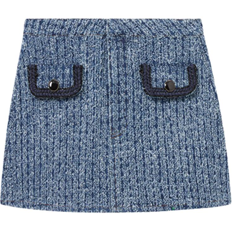 (Women) Self-Portrait  Solid Denim A-line Mini Skirt in Blue. SWF353Q00400