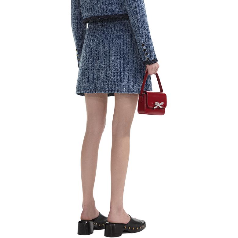 (Women) Self-Portrait  Solid Denim A-line Mini Skirt in Blue. SWF353Q00400 圖 4