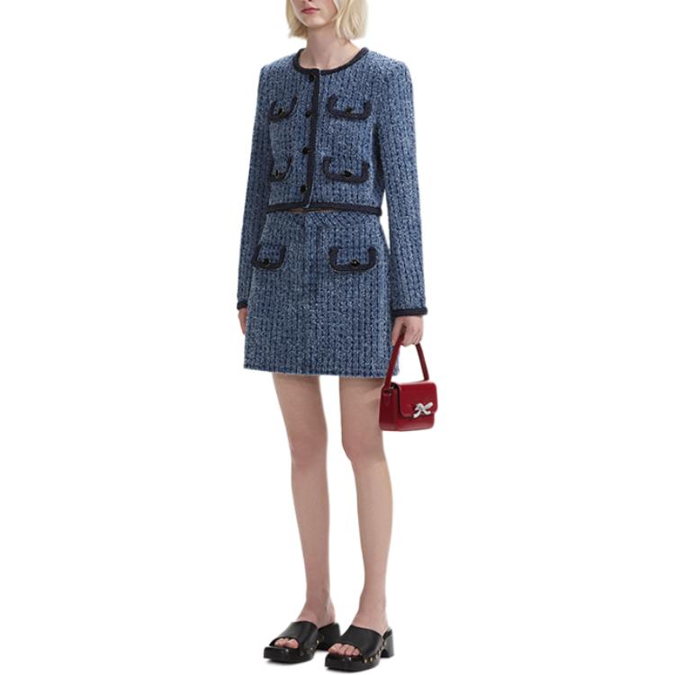 (Women) Self-Portrait  Solid Denim A-line Mini Skirt in Blue. SWF353Q00400 圖 5