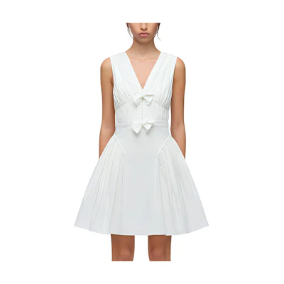 (Women) Self-Portrait Solid V-Neck Sleeveless Mini Dress SWF323Y04200