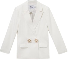 (Women) Self-Portrait Solid White Tailored Long Sleeve Blazer. SWF353T00200 (Women) Self-Portrait Solid White Tailored Long Sleeve Blazer. SWF353T00200