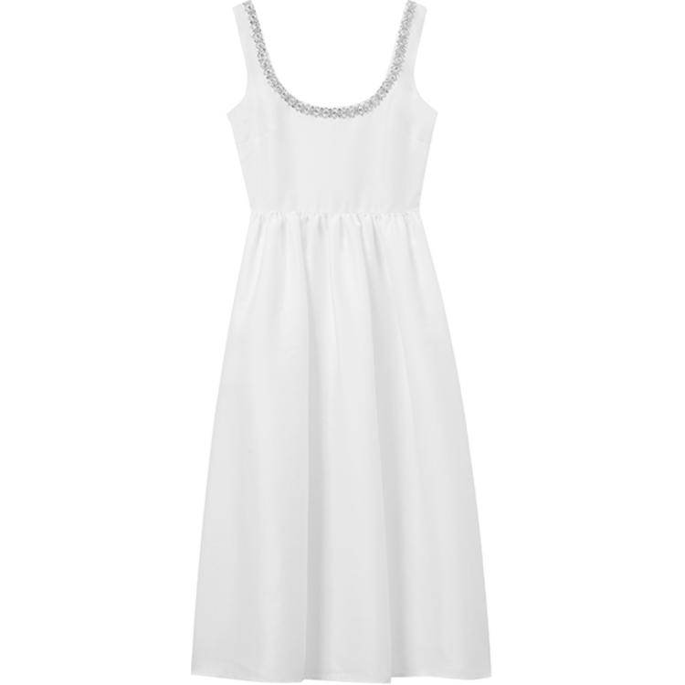 (Women) Self-Portrait  Solid White U-Neck Slim Fit Slip Dress SWF353Y03700 圖 2