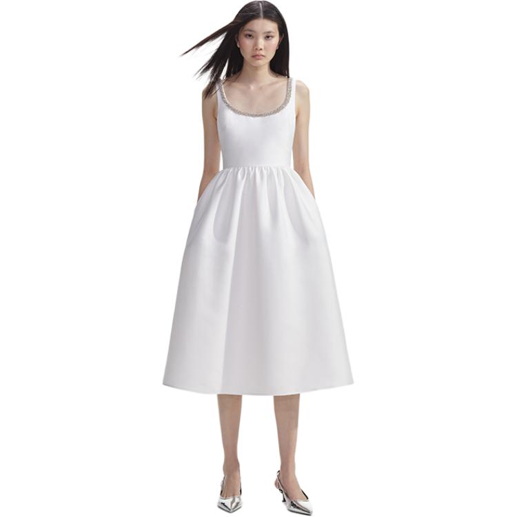 (Women) Self-Portrait  Solid White U-Neck Slim Fit Slip Dress SWF353Y03700 圖 3