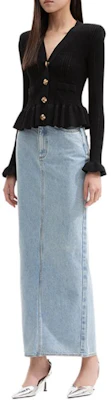 (Women) Self-Portrait Straight Denim Long Skirt Light Blue SWF353Q01200 Lookbook (Women) Self-Portrait Straight Denim Long Skirt Light Blue SWF353Q01200