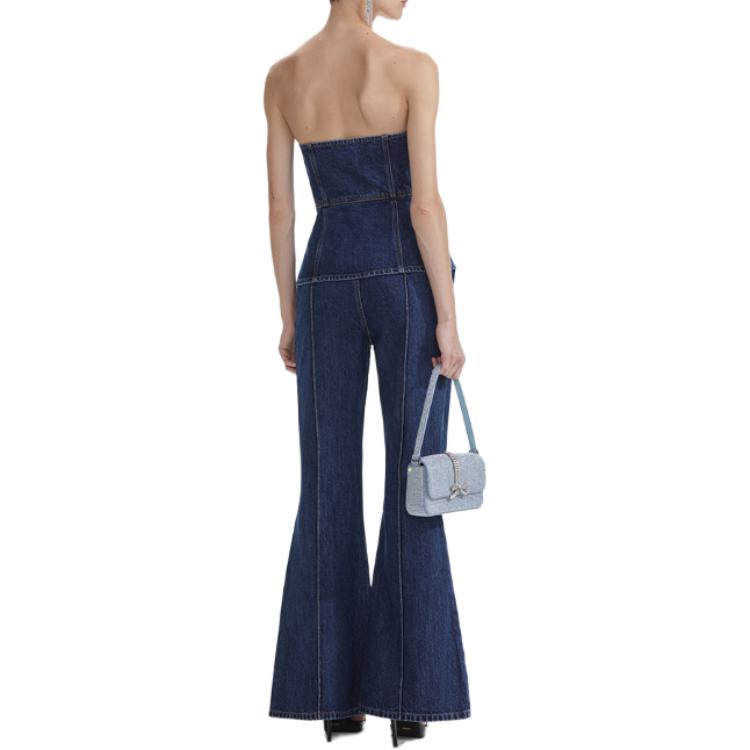 Shop (W) Self-Portrait 無肩帶高腰喇叭牛仔連身褲 藍色 SWF353K01900