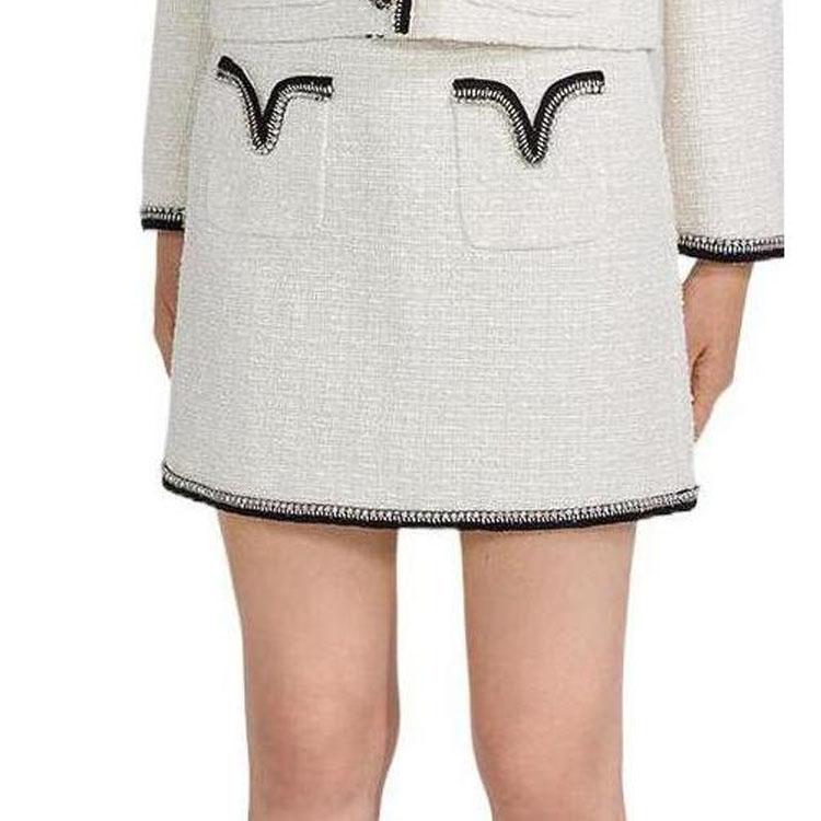 Shop (W) Self-Portrait 粗花呢對比飾邊A字裙 SWF334Q01600