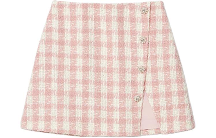 (Women) Self-Portrait  Tweed Plaid A-Line Slit Skirt - Red Pink Plaid. SWF352Q02400 圖 2