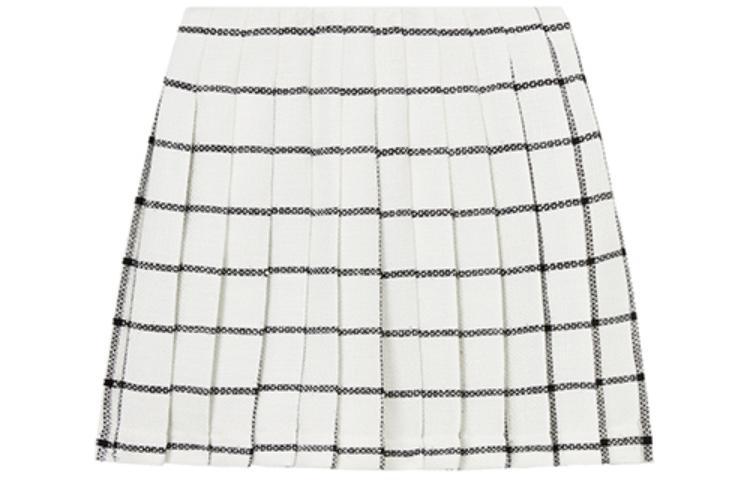 (Women) Self-Portrait  Tweed Plaid Mini Skirt - White Checkered Pattern. SWF351Q01500