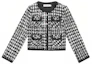 Buy (Women) Self-Portrait Tweed Plaid Short Jacket with Rhinestone Buttons - Black/White SWF344T01800