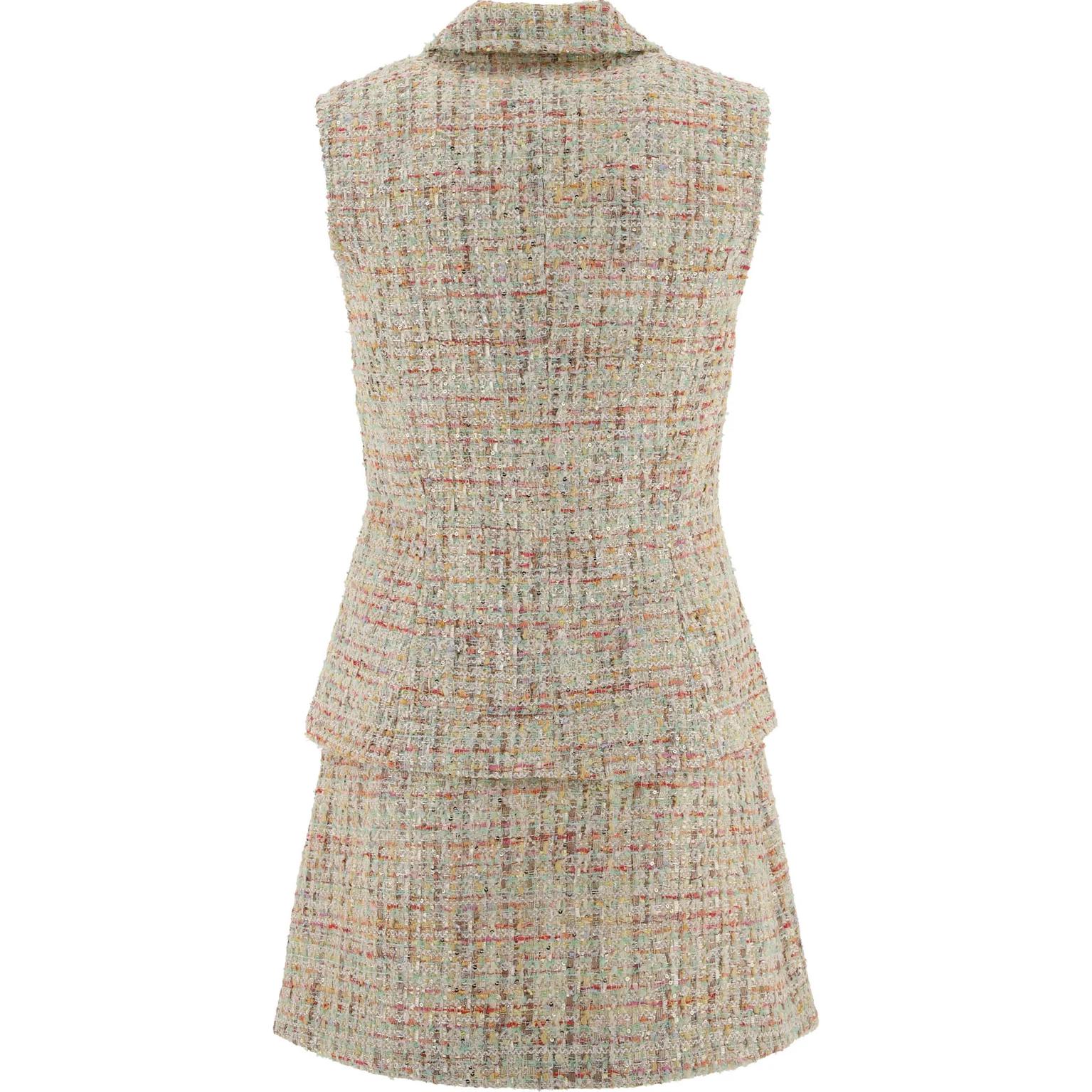 (Women) Self-Portrait  Tweed Sleeveless Mini Dress - White Multicolor. PF24053PAC 圖 3