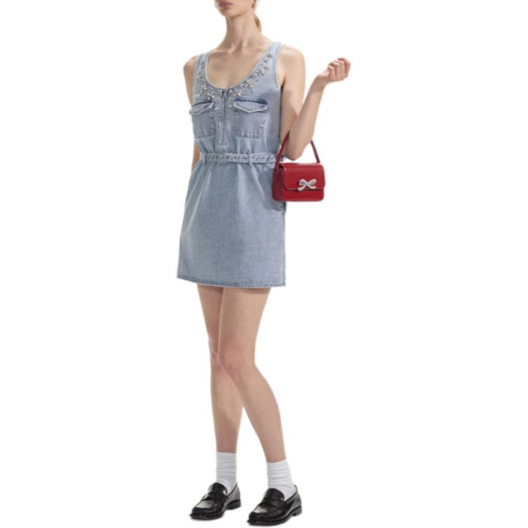 (Women) Self-Portrait  U-Neck Sleeveless Denim Blue Mini Dress. SWF353Y06500 圖 5