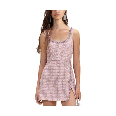 (Women) Self-Portrait U-Neck Sleeveless Mini Dress with Slit SWF341Y10000