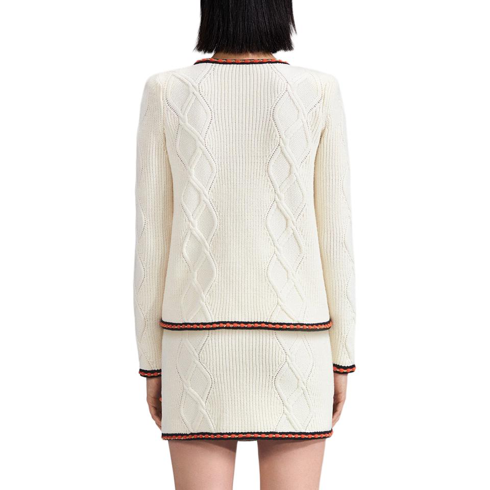 Shop (W) Self-Portrait V領釦式針織外套 象牙白 SWF342M05300