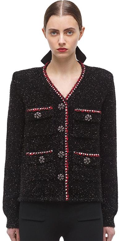 women-self-portrait-v-neck-chic-knit-cardigan-jacket-classic-black-swf-336-m12200