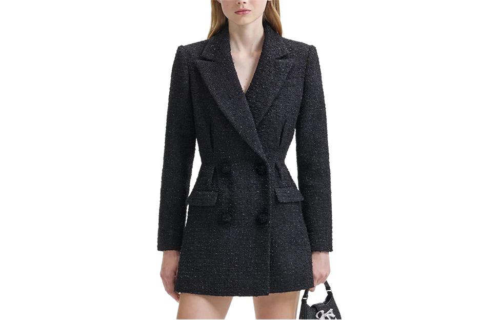 (Women) Self-Portrait  V-Neck Long Sleeve Black Waist-Gown Dress Classic Style SWF352Y13800