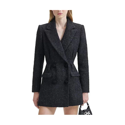(Women) Self-Portrait V-Neck Long Sleeve Black Waist-Gown Dress Classic Style SWF352Y13800
