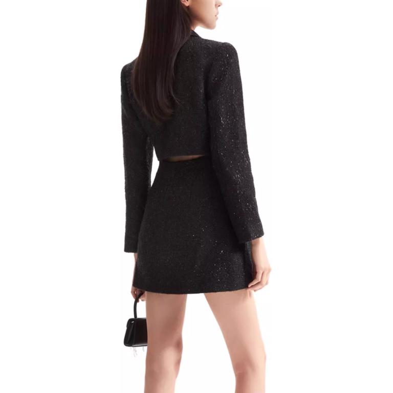 (Women) Self-Portrait  V-Neck Long Sleeve Black Waist-Gown Dress Classic Style SWF352Y13800 圖 4