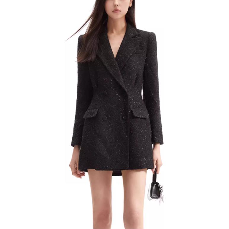 (Women) Self-Portrait  V-Neck Long Sleeve Black Waist-Gown Dress Classic Style SWF352Y13800 圖 5