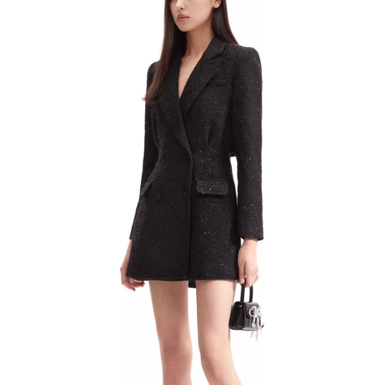 (Women) Self-Portrait  V-Neck Long Sleeve Black Waist-Gown Dress Classic Style SWF352Y13800 圖 6