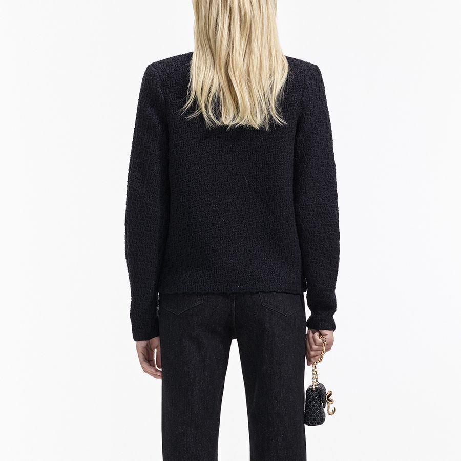 Shop (W) Self-Portrait 經典黑色V領單排釦針織外套。 SWF351M02800