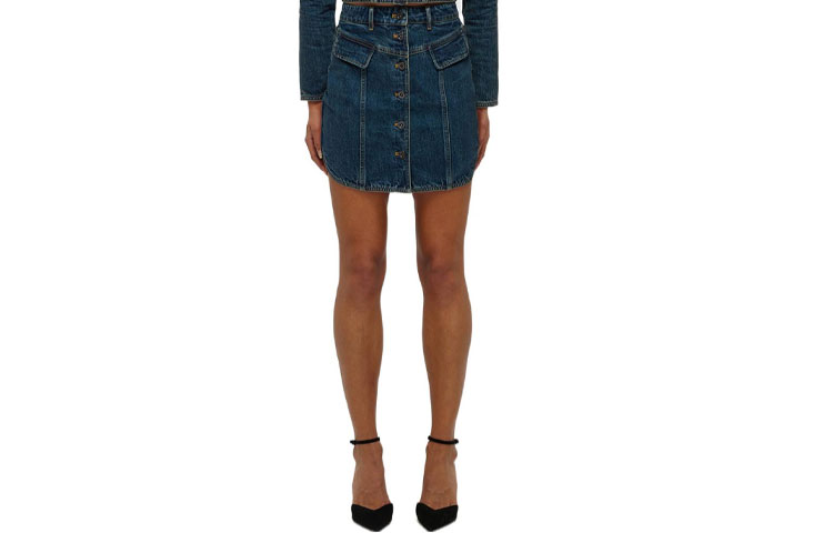Order (W) Falda Mini Vintage de Botones Denim Self-Portrait - Azul. SWF331Q00400