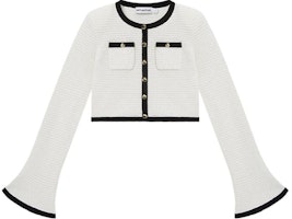 (Women) Self-Portrait White and Black Contrast Knit Cardigan Long Sleeve. SWF352M06400 (Women) Self-Portrait White and Black Contrast Knit Cardigan Long Sleeve. SWF352M06400