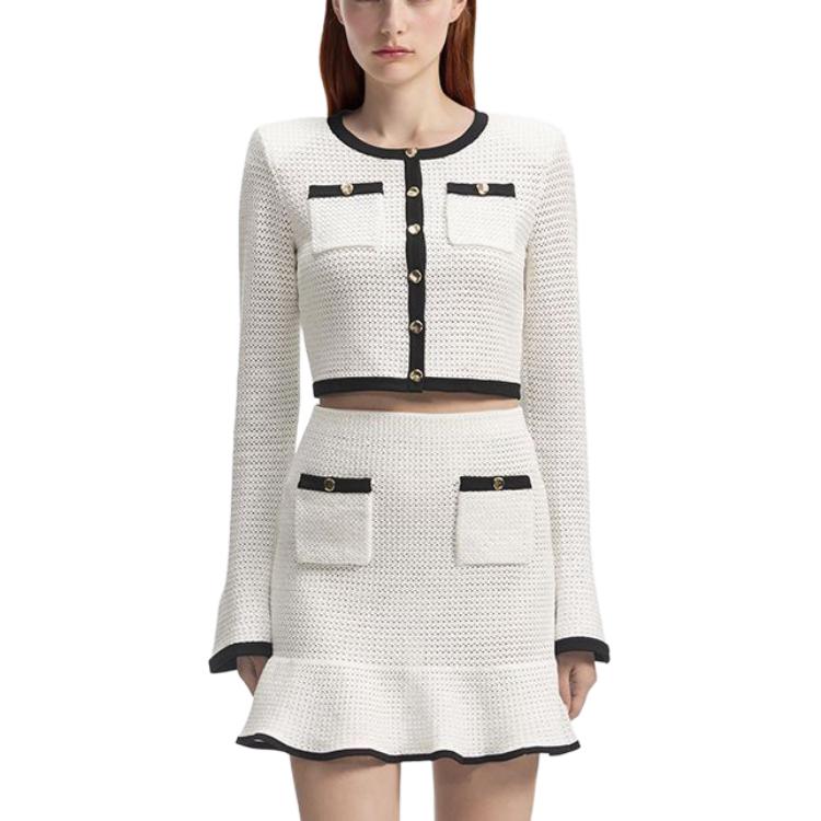 Lookbook (W) Self-Portrait 白黑撞色針織開衫長袖羊毛衣 SWF352M06400