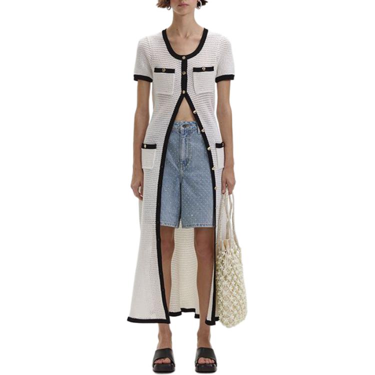 (Women) Self-Portrait  White and Black Elegant Short Sleeve Polo Collar Dress. SWF352M06200 圖 3