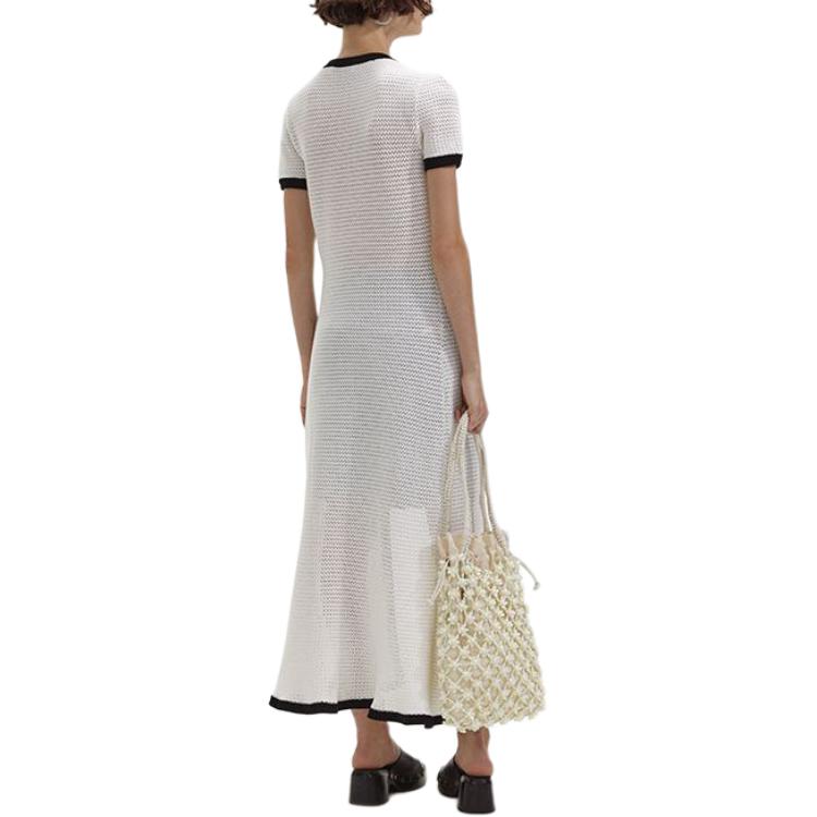 (Women) Self-Portrait  White and Black Elegant Short Sleeve Polo Collar Dress. SWF352M06200 圖 4