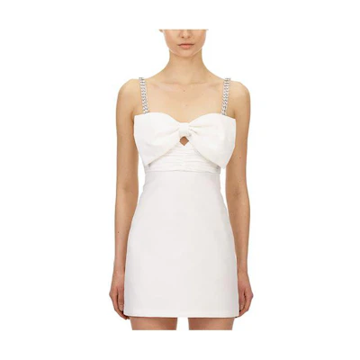 (Women) Self-Portrait White Bow-Knot Cutout Mini Dress for Parties & Vacations SWF325Y07700